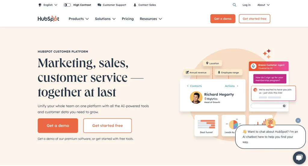 Geriausios CRM sistemos hubspot
