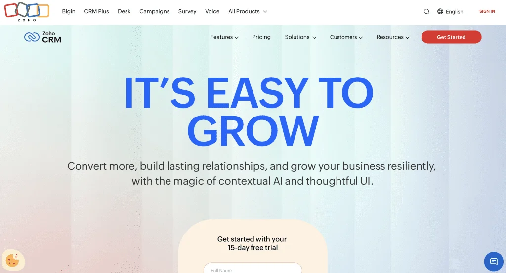 Geriausios CRM sistemos zoho